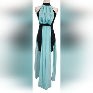 Charlotte Russe Black Mini Dress w/ Sheer Flowy Overlay Turquoise Women's XS